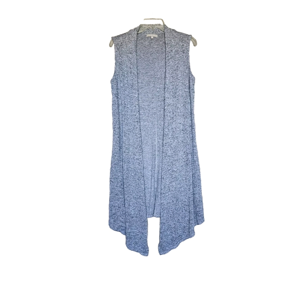 Joan Vass Women's SleevelessGray Cardigan Sweater Size Small